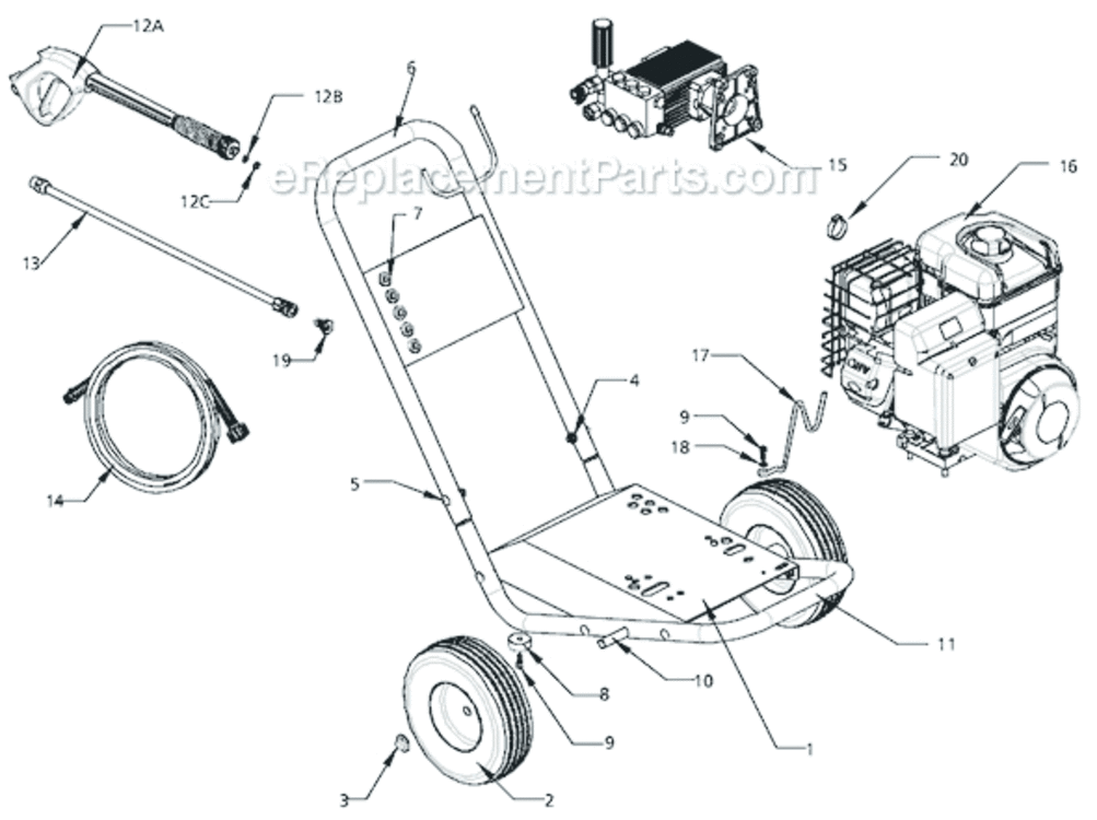 Page A Diagram and Parts List for PW322110LE 2003 Campbell Hausfeld Pressure Washer